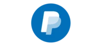 PayPal logo featuring a white and light blue overlapping P in a blue circle on a black background.
